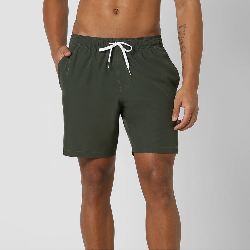 Bearbottom Stretch Swim Solid Trunks - Military G… - image 1